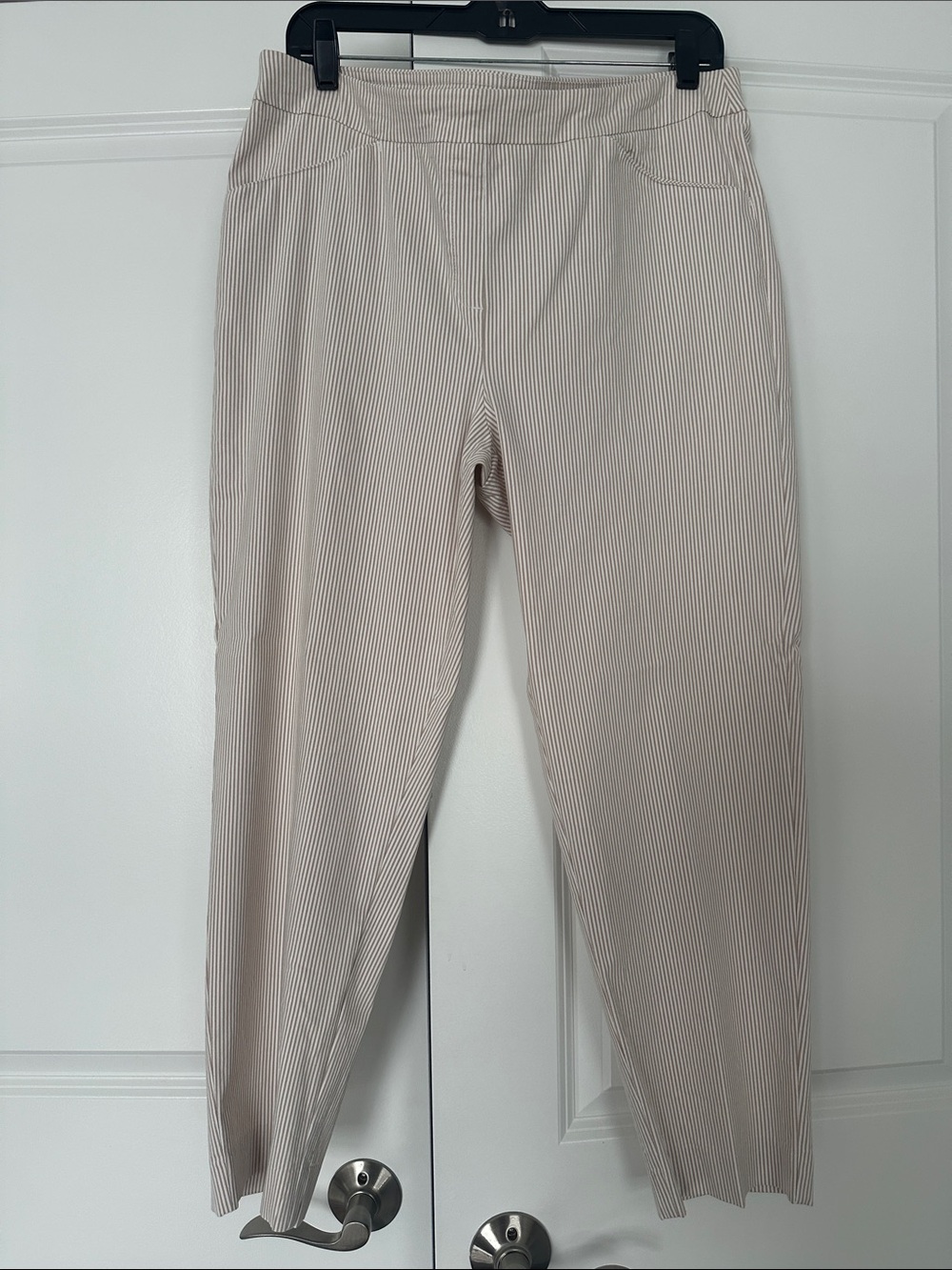 Zac & Rachel Cream Pinstripe Cropped Pants